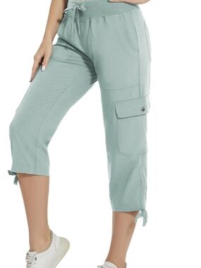 YuKaiChen Women's Capris Hiking Pants Mist Blue XL - EUC